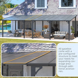 14' x 10' Gazebo for Patio, Hard Top Lean to Gazebo Pergola with Roof (140 Sq.Ft Shaded)