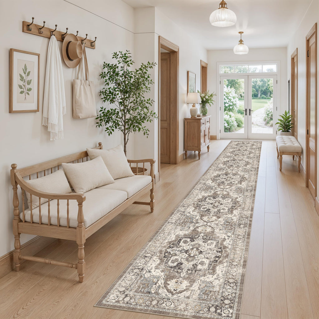 Long Hallway Runner Rug : Non-Slip Washable Boho Rug Runners Entryway Soft Low Pile Carpet Vintage Stain