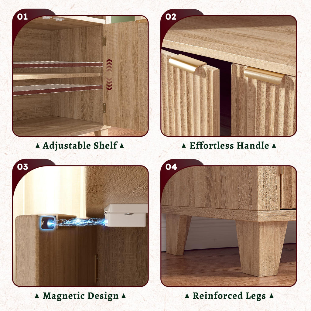 Arched Cabinet, 6-Tier Storage Arched Bookshelf, Light Oak