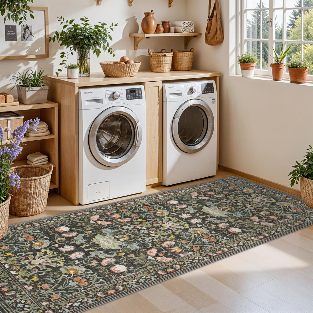 Washable 2x8 Hallway Runner Rug: Vintage Water-Resistant Kitchen Entryway Rug Ultra Soft Living Room Bedroom Carpet
