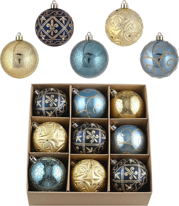9ct Christmas Tree Decorations Ball Ornaments 2.76 Inches