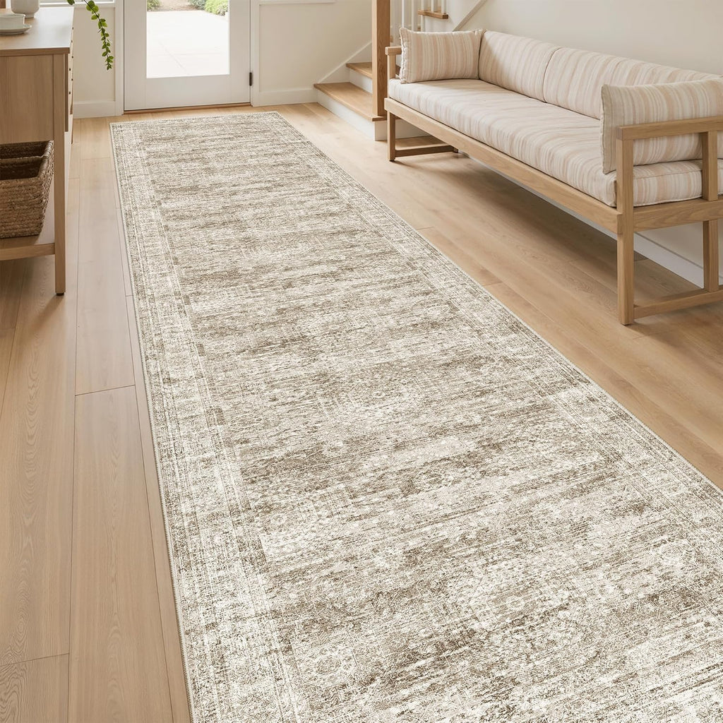 Runner Rug 2'6" x 10' Washable Non-Slip Runner Rugs for Kitchen Bathroom Laundry Room Vintage Ultra 