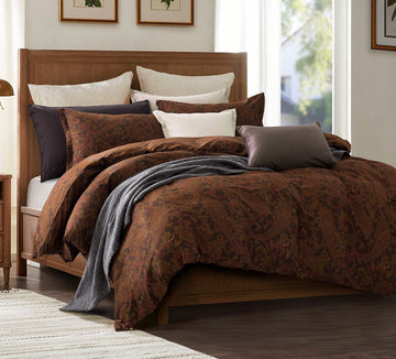 Classical Paisley Duvet Cover 3pc Set Bohemian Bedding Boteh Damask Medallion Egyptian Cotton Sateen Luxury