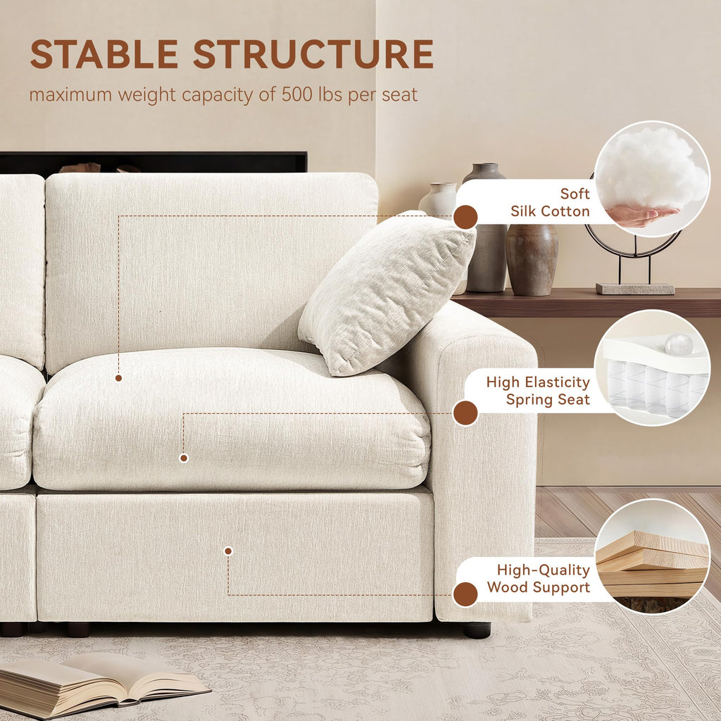 Oversized Cloud Sectional Couches, Modular Sectional Sofa with Wide Deep Seat, Coner Couch with Throw Pillow and