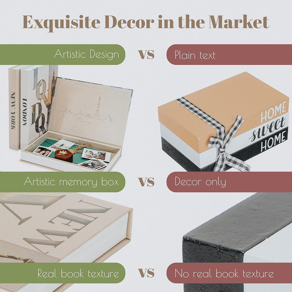 Decorative Books Decor - Set of 3 Book Decor (London/Paris/New York), Coffee Table Decor, Fake Books for Decoration