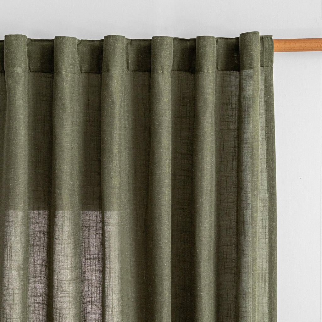 Living Room Curtains 90 Inches Long Farmhouse Light Filtering Privacy Curtain Drapes, Linen Look Texture Fabric