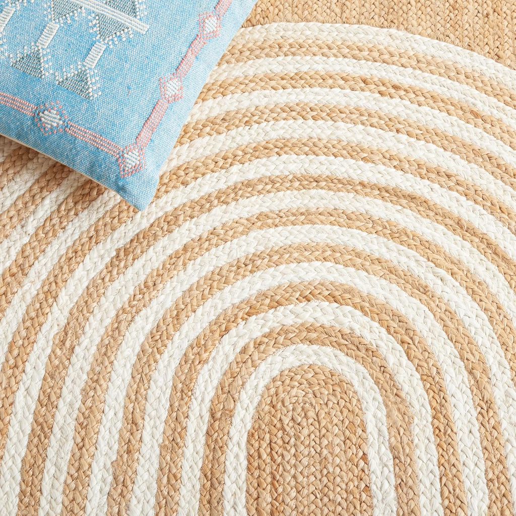 Natural Fiber Collection Area Rug - 6' Square, Natural & Ivory, Rustic Farmhouse Style, Handmade Jute, Ideal for the