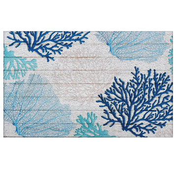 Blue Beach Door Mat - Beach Coastal Outdoor Welcome Mat, Nautical Door Mat, Beach House Decor, Coastal Ocean Bathroom