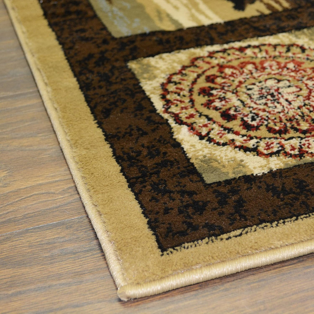 Western Horse Beige Area Rug