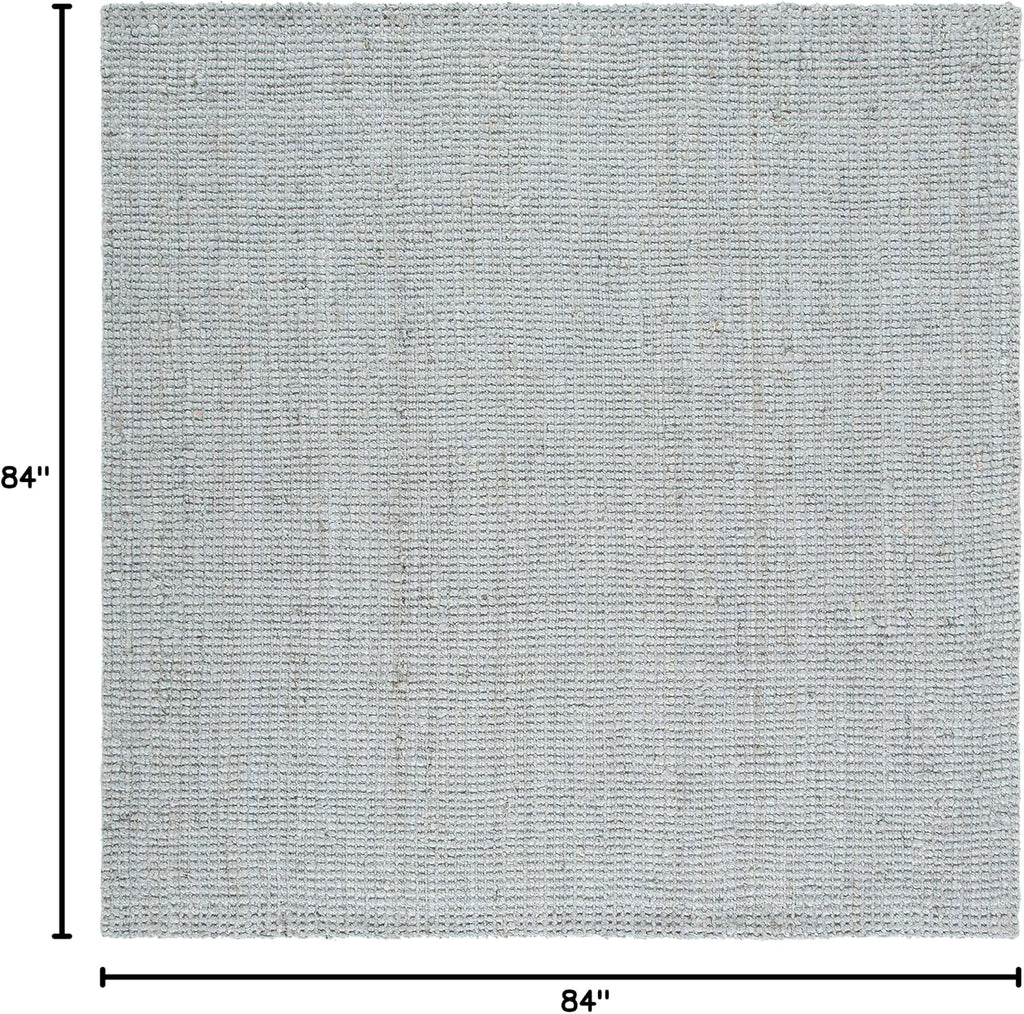 Natural Fiber Collection Area Rug - 7' Square, Grey, Handmade Farmhouse Jute, Ideal for High Traffic Areas (NF730F)