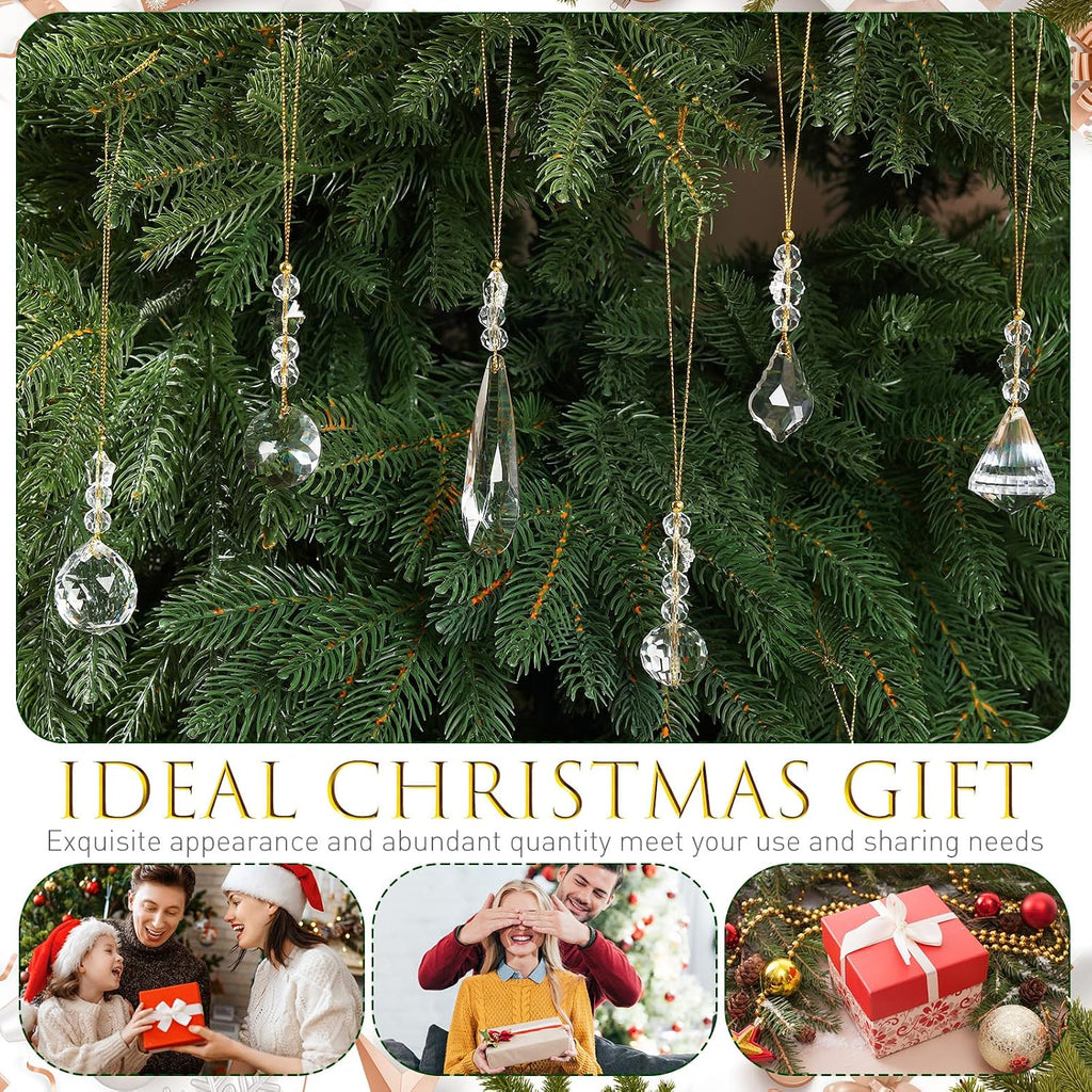 24 Pcs Crystal Christmas Ornaments Hanging,Clear