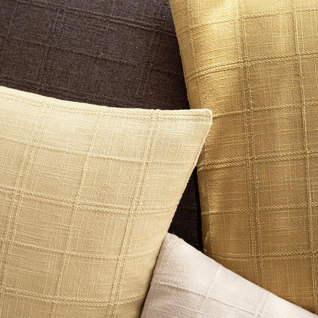 Set of 1 Decorative Linen Check Throw Pillow Cover Neutral Long Body Lumbar Cushion Cover Farmhouse Vintage Boho Home