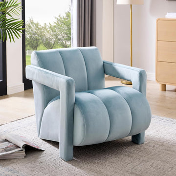 Velmor Contemporary Velvet Accent Armchair, Blue