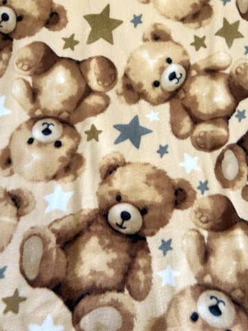 Teddy Bear Stars Anti-Pill Premium Fleece Fabric By The Yard