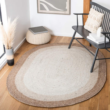 Braided Wool Oval Rug 8'x10', Farmhouse Beige & Ivory BRD903B