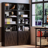 Industrial Bookshelves and Bookcases with Doors Floor Standing 6 Shelf Display Storage Shelves 70 in Tall Bookcase