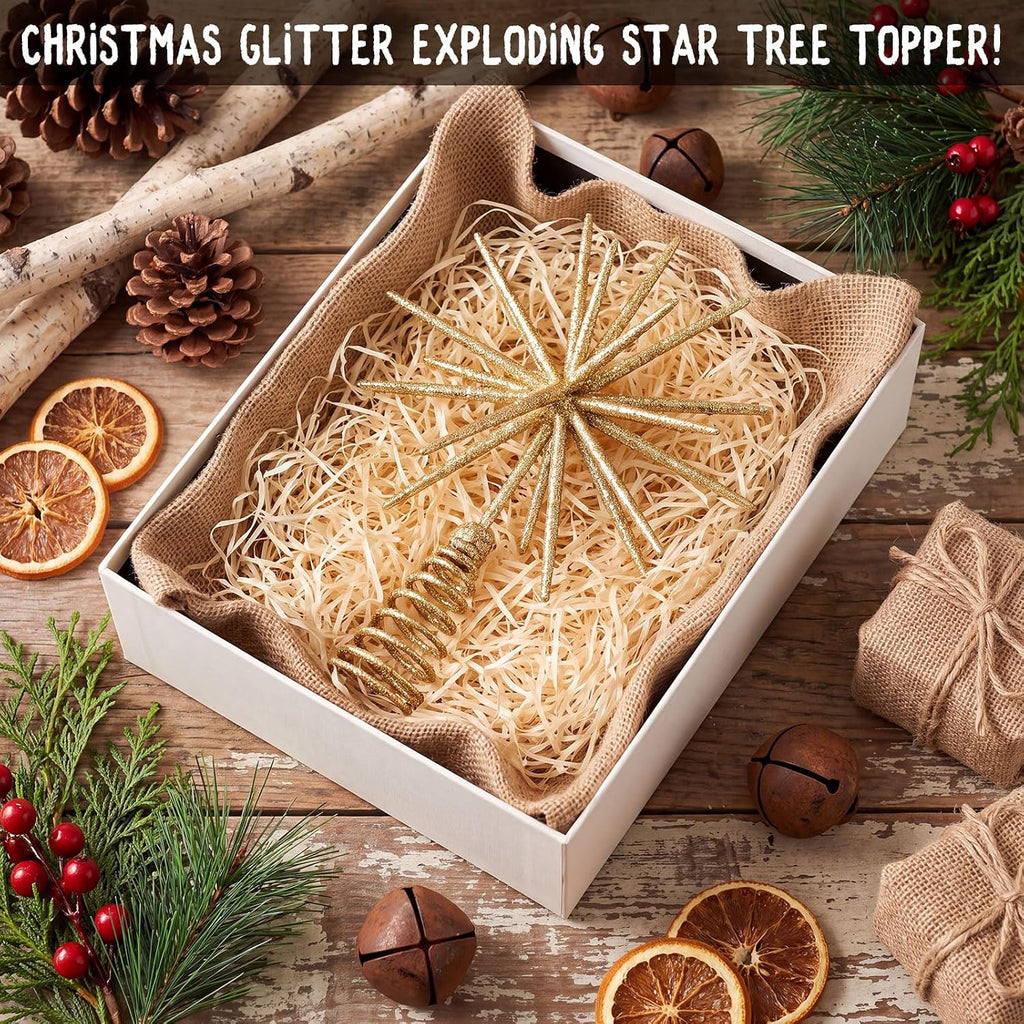 Gold Christmas Tree Topper 12" 3D Glitter Starburst Tree Topper