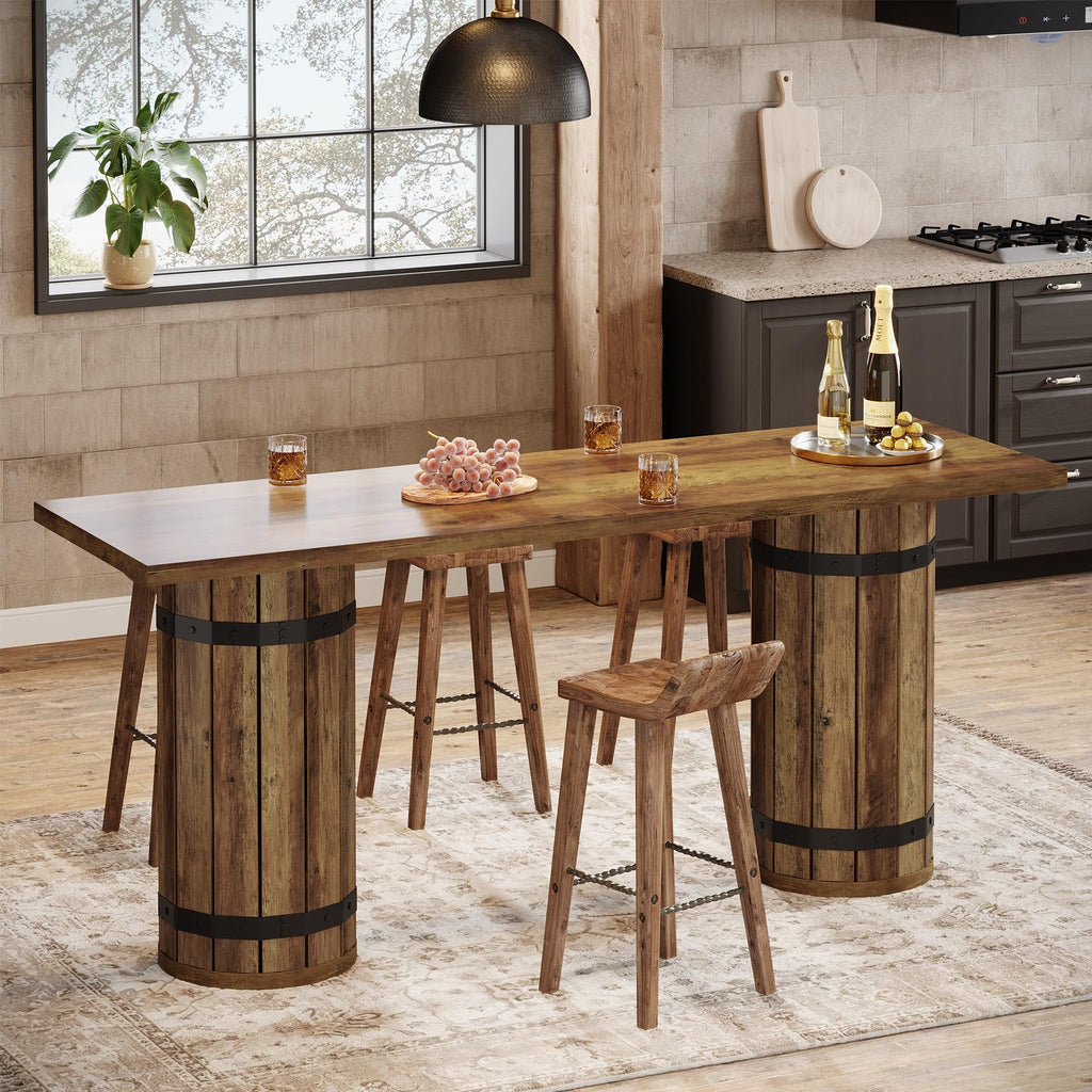 70.9-Inch Long Bar Table, Farmhouse Counter Height Table