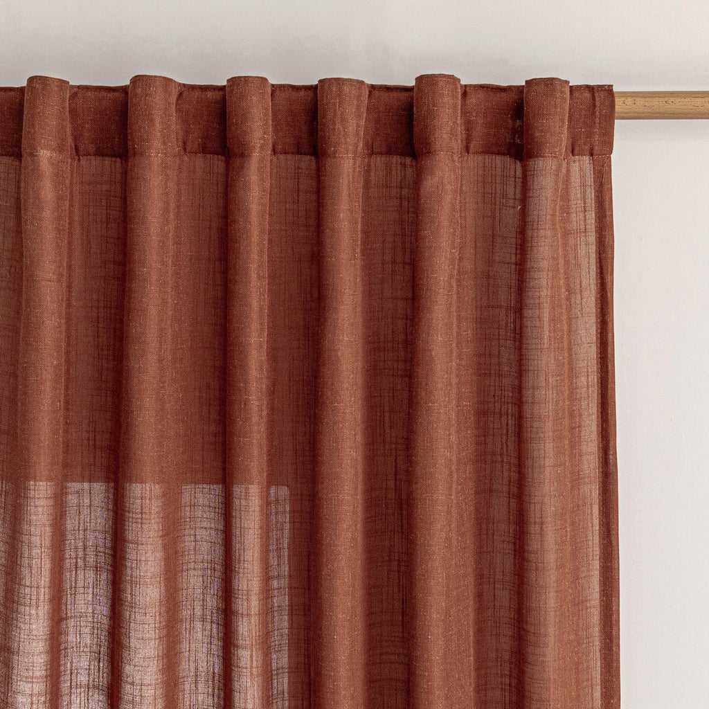 Sheer Linen Curtains 63 Inch Length, Light Filtering Privacy Drapes, Short Curtains for Small Window Back Tab Soft