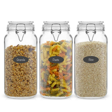 Airtight Glass Jars with Lids Set of 3. 78oz Glass Jar with Lid and 6 Silicone Seals! Large Glass Food Storage