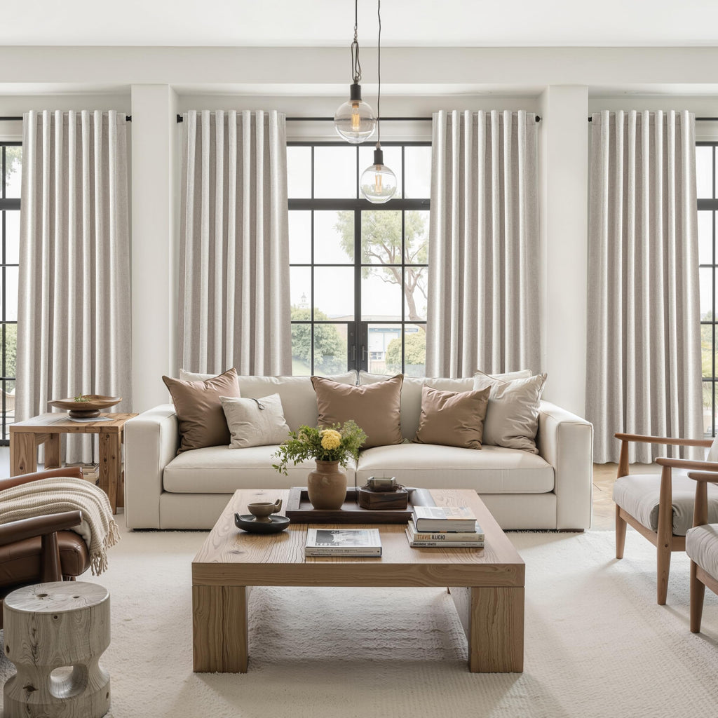 100 Inch Curtains Complete Blackout Curtains 2 Panels Set, Large Window Custom Length 100 Inches Long Neutral Cream