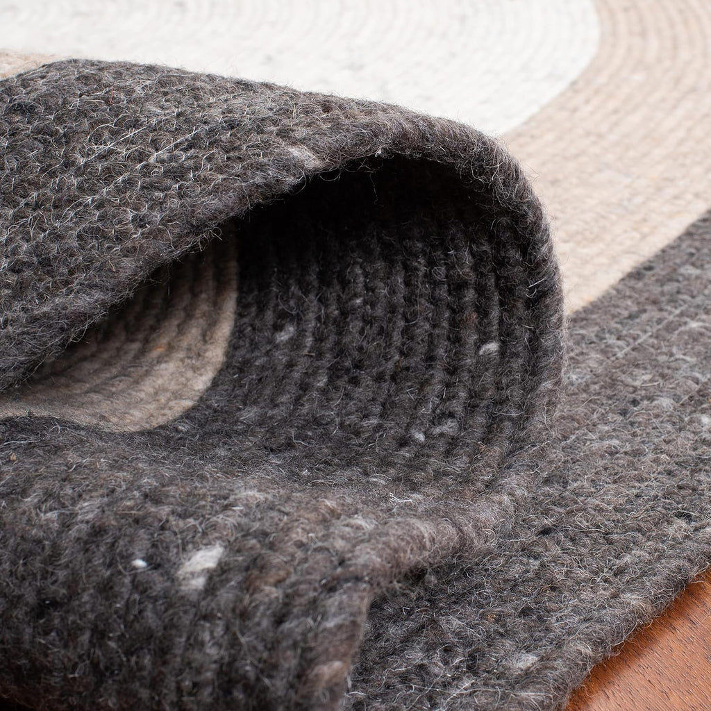 Braided Wool Oval Rug, Farmhouse Charcoal & Ivory BRD903H