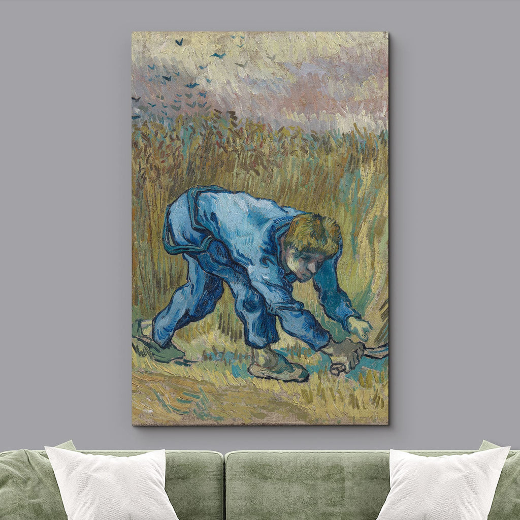 Canvas Print Wall Art Farm Reaper with Sickle by Vincent Van Gogh Classic Historic Illustrations Fine Art Decorative