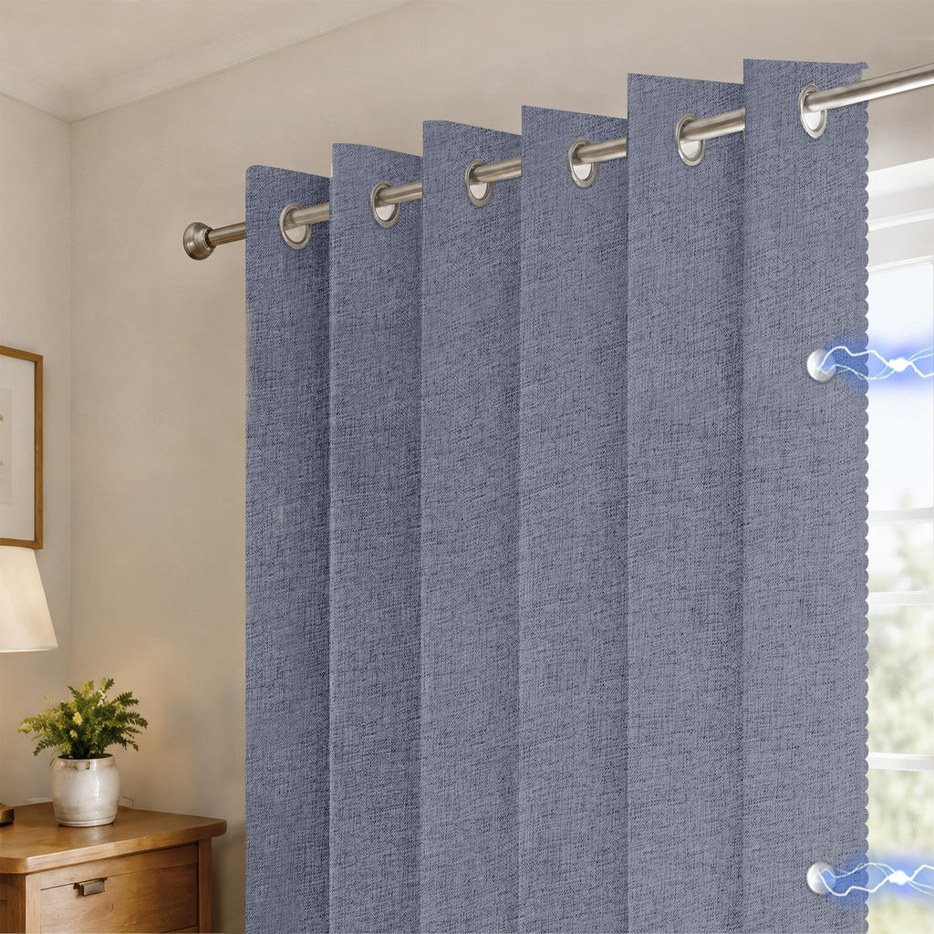 Accordion Blackout Memory Trained Pleated Curtains with Magnetic Closure, Room Darkening Window Treatment Panel