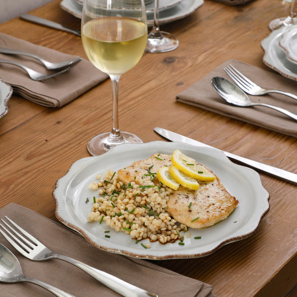 Kennon Road Plates and Bowls Set, 12-Piece Dinnerware Set, White Scalloped Stoneware Dishes, Dinner Plates