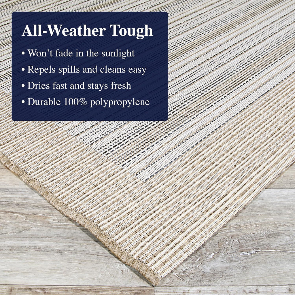 Monaco Bowline Striped Outdoor Area Rug, Brown