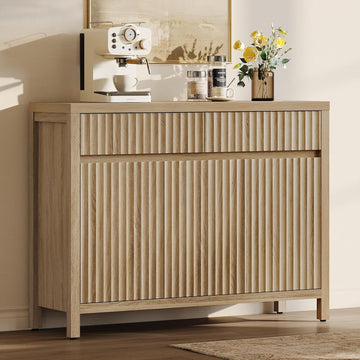 42" Fluted Buffet Cabinet with Storage - Mid Century Modern Sideboard with 2 Drawers & 3 Doors