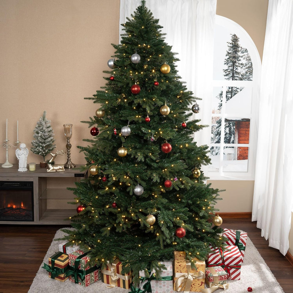 Cynthia 7.5ft Prelit Aritificial Christmas Tree with 3661 Branch Tips, 800 Warm Lights and Metal Stand, 60" Wide