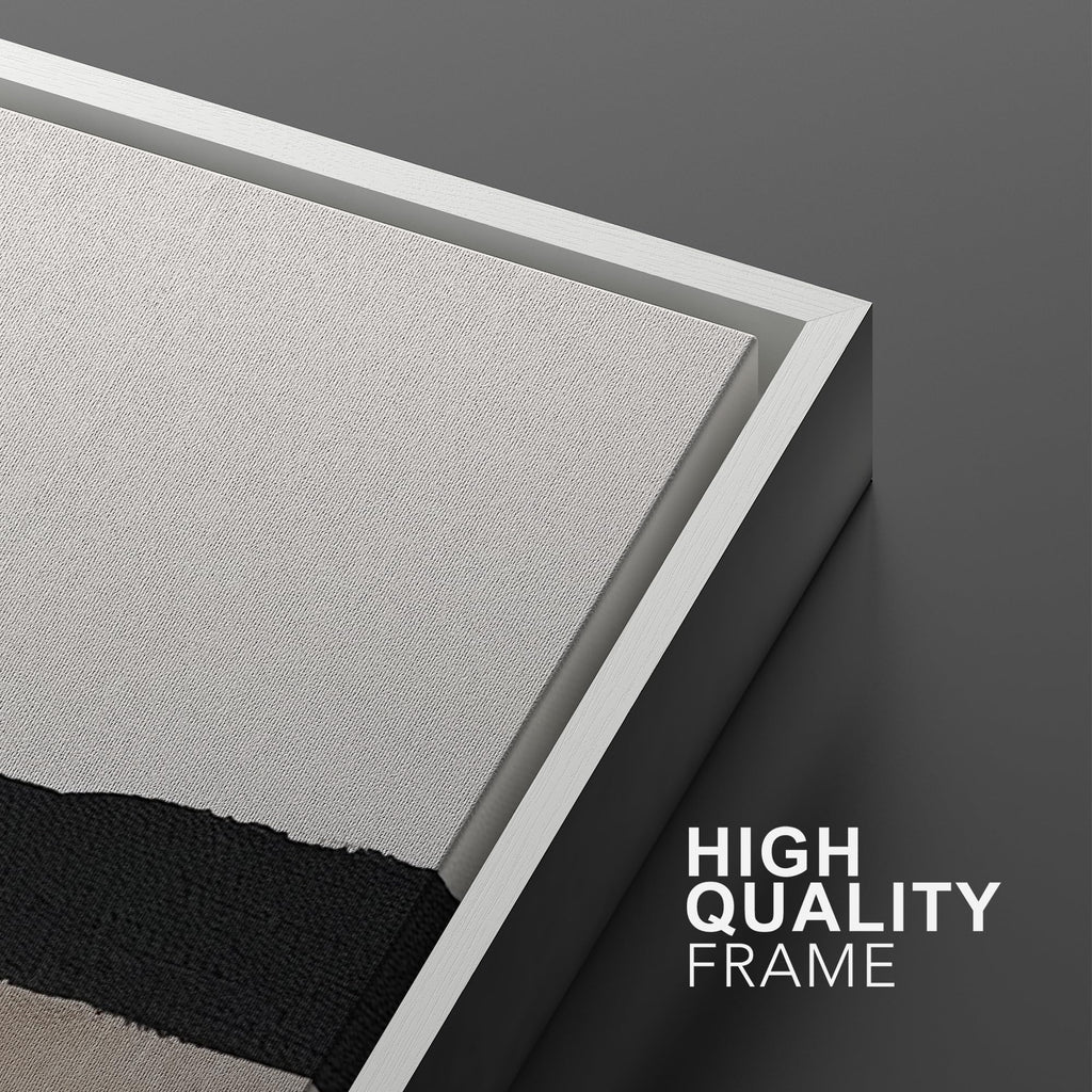 Framed Wall Art Print Set Minimalist Abstract Black Horizontal Brushstroke Illustrations Modern Art Boho Decorative