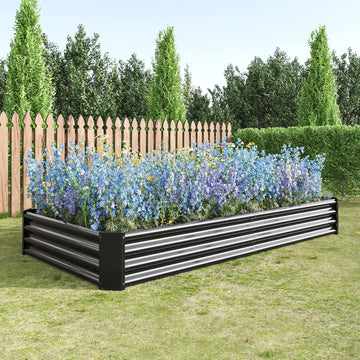 Galvanized Raised Garden Bed, Garden Box Outdoor, 8X4X1 FT, Black | Planter Raised Garden Boxes Outdoor for