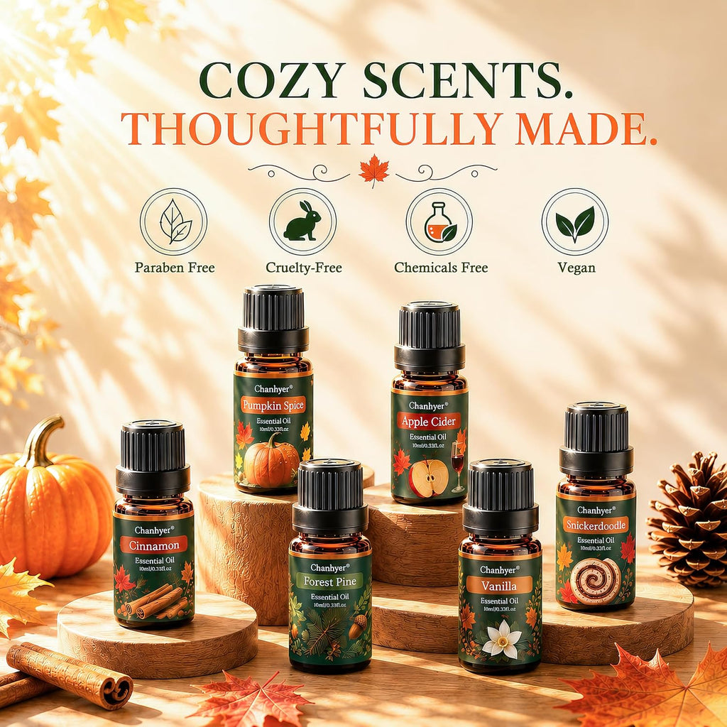Autumn Fall Essential Oils Set for Diffusers 6 x 10 ml - Set of 6