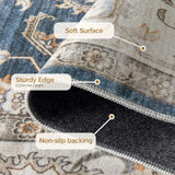 8ft Round Area Rugs for Living Room: Non-Slip Washable Vintage Soft Large Circle Rug - Soft Low Pile