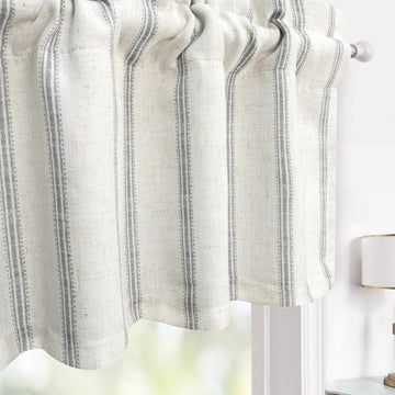 Farmhouse Linen Lined Valance Double Layer Thermal Insulated Room Darkening Blackout Window Valances 3 Inch Rod