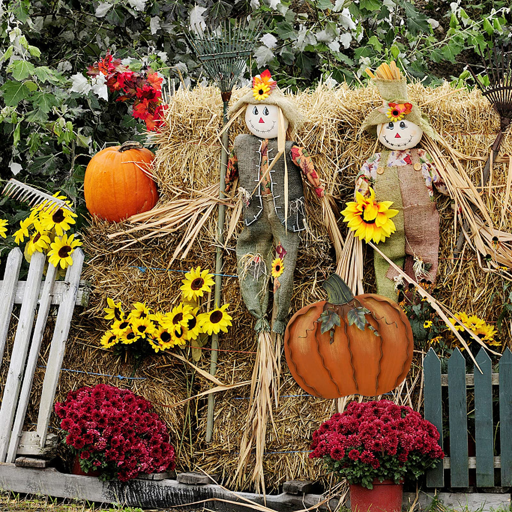 Metal Pumpkin Stakes Yard Signs Fall Decor Decorative Lawn Garden Stake