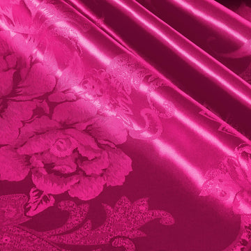 3 Yard Hot Pink Satin Jacquard Fabric 49" Wide for DIY Crafts
