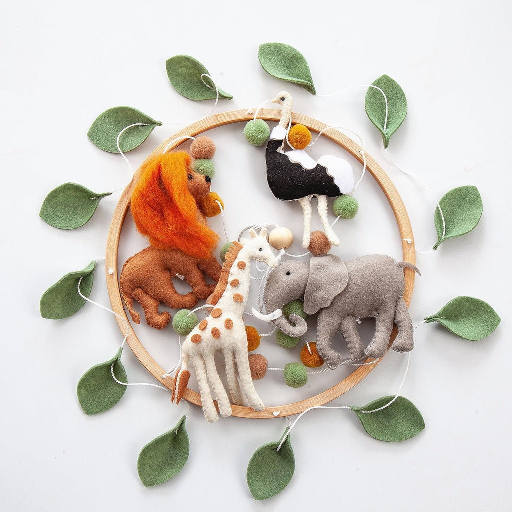 Baby Crib Mobile, Wooden Nursery Decor (Safari Adventure)