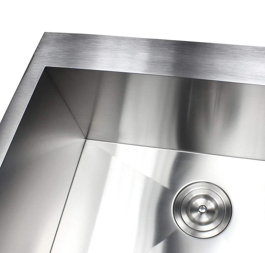 Contemporary Zero Radius Design Durable 16 Gauge Stainless Steel Topmount Drop In Over the Counter Double Bowl