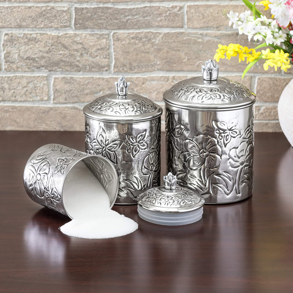 Embossed Butterfly Canister Set, 3 pcs