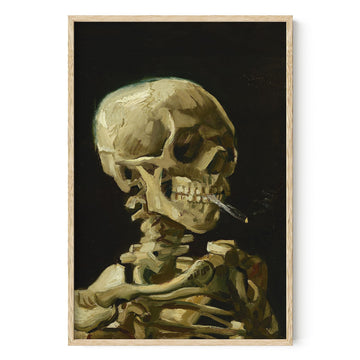Van Gogh Skeleton with Cigarette Poster - Skull Art Print, Dark Academia Decor (Unframed, 24x36)