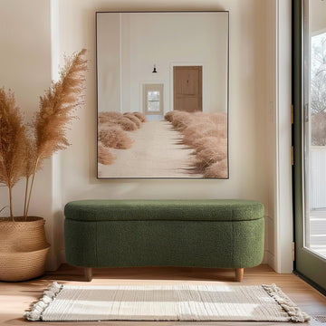 Bailey Boucle-Style Curved Storage Accent Bench