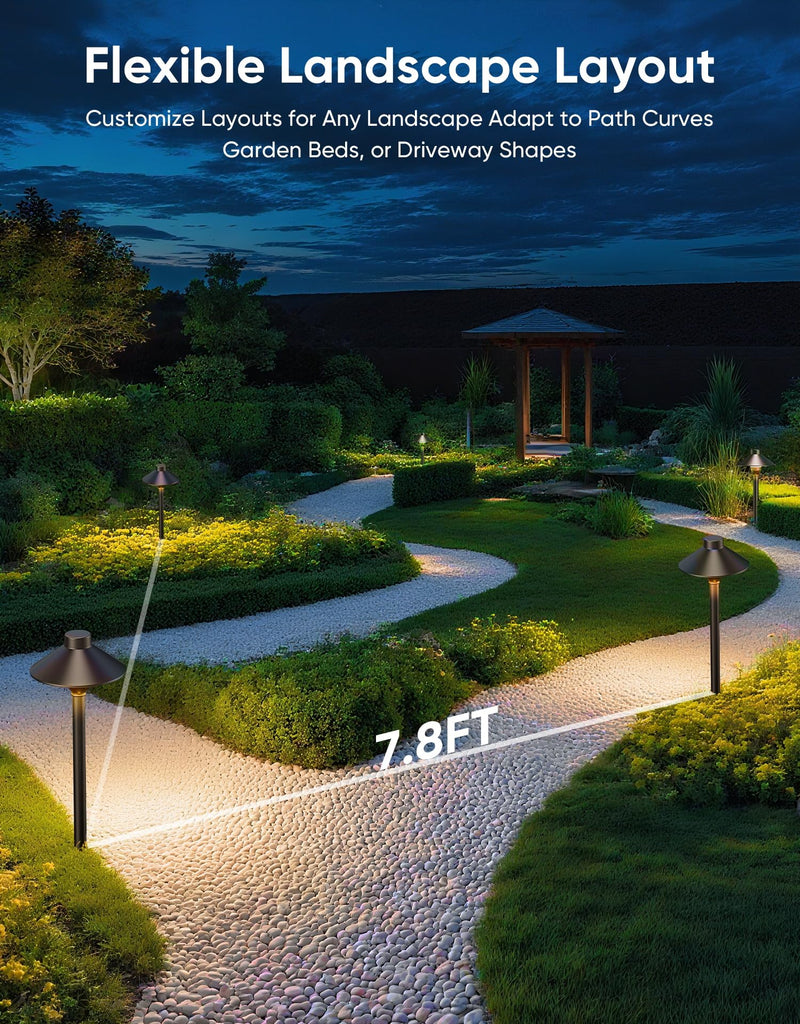 Low Voltage Landscape Lighting 24-Pack, Aluminum 12V Pathway Lights with G4 Bulbs, Waterproof Oil Rubbed Bronze Color