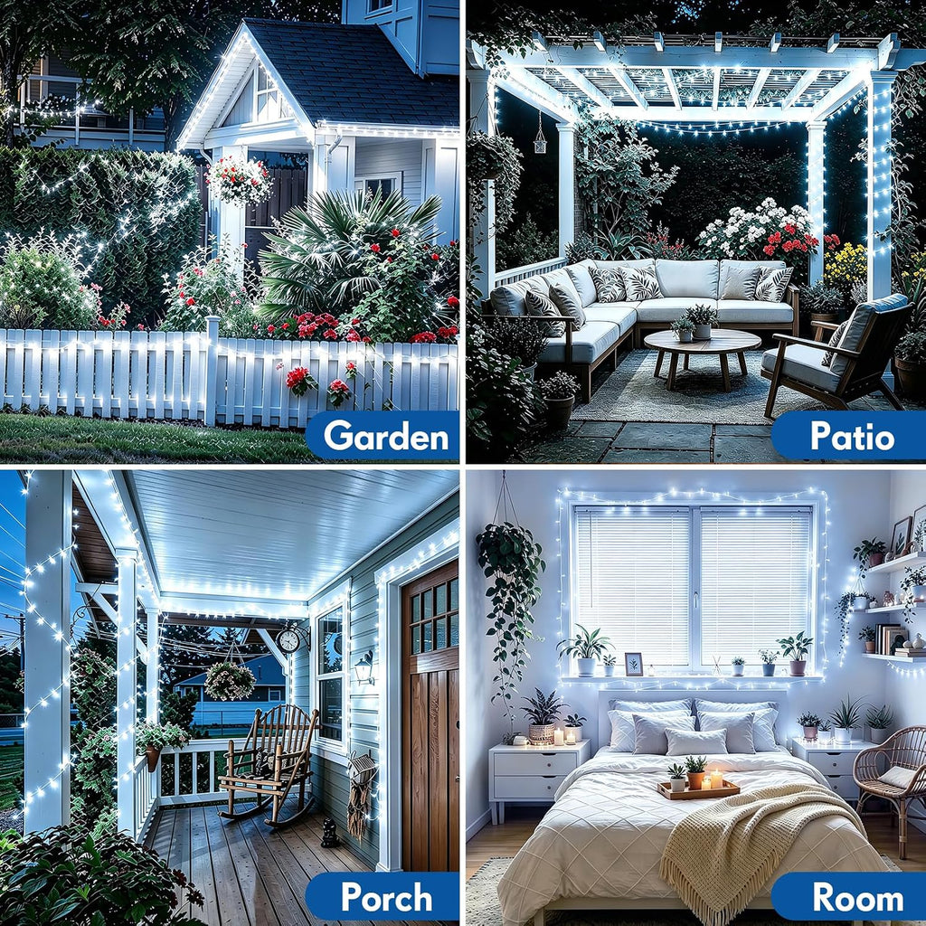 200 FT 500 LED Christmas Lights Outdoor Decorations Super Long Fairy Lights Waterproof 8 Modes Timer Clear Wire