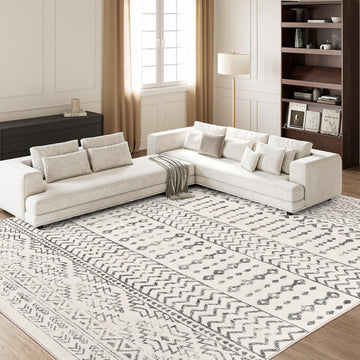 9x12 Area Rug, Super Soft Ultra-Thin Moroccan Washable Rug, Anti-Slip Backing Area Rugs 9x12 Living 