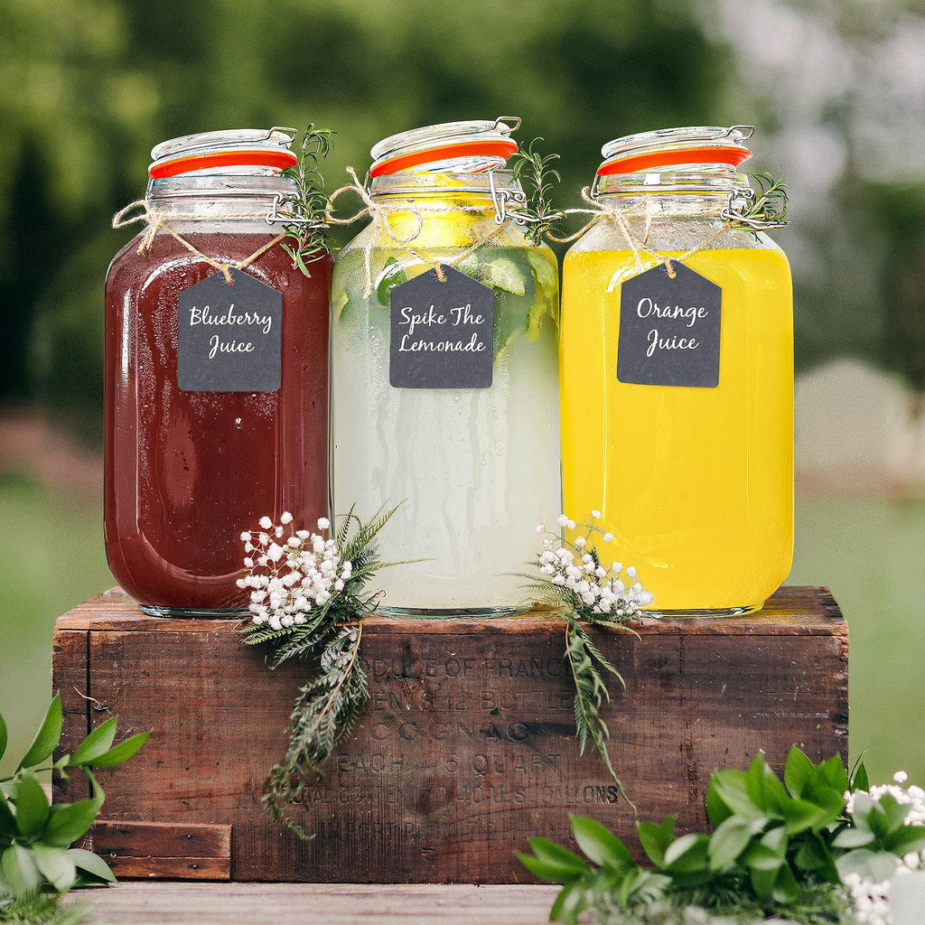 1 Gallon Square Glass Storage Jars with Airtight Lids, 2 Pack
