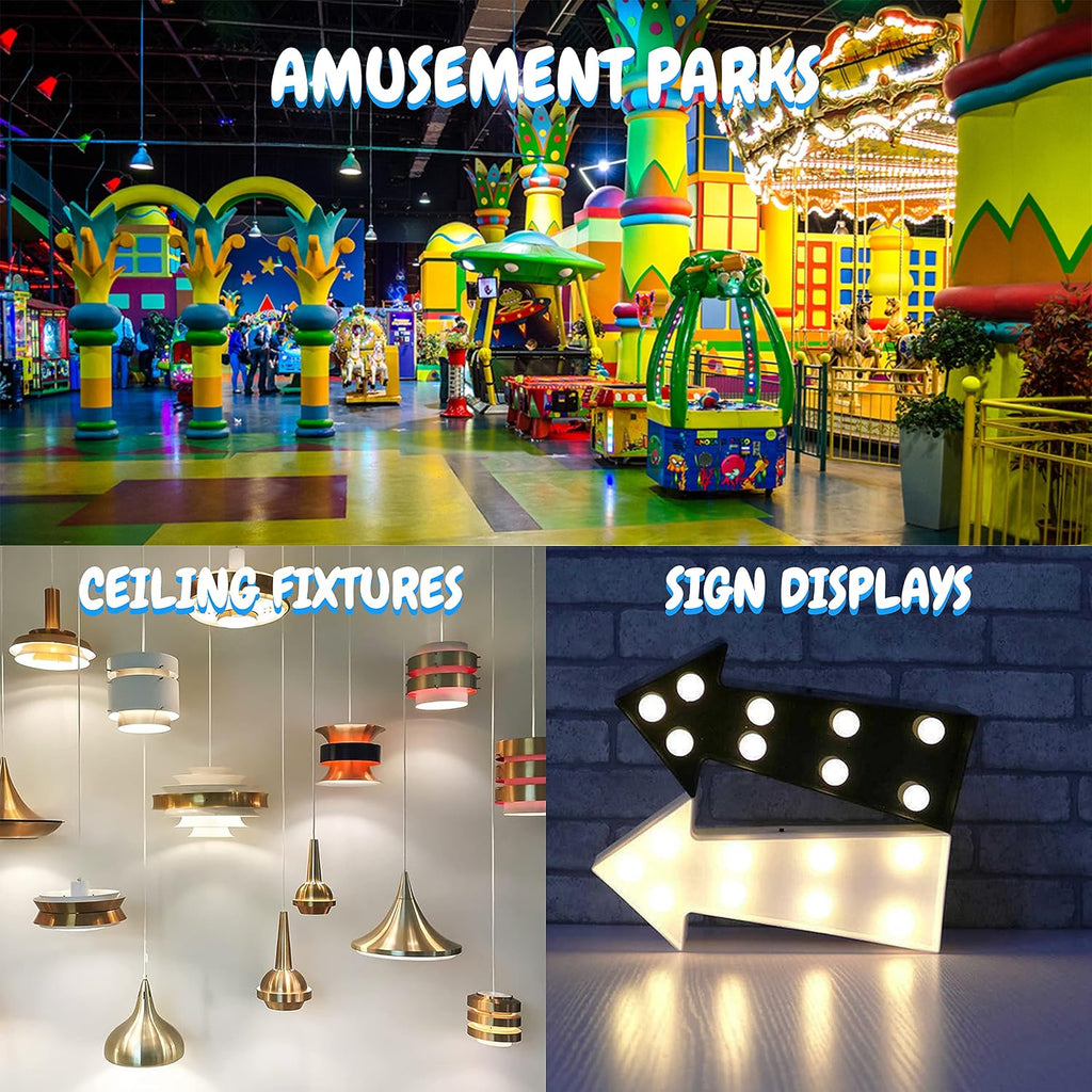 S11 White Clear Night Light Bulbs with E17 Base | 10W High-Efficiency Dimmable Bulbs | Ideal for Amusement