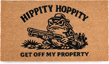 Hippity Hoppity Get Off My Property Door Mat 30x17 Inch, Frog Welcome Mat | Funny Home Decor, Conversation Starter